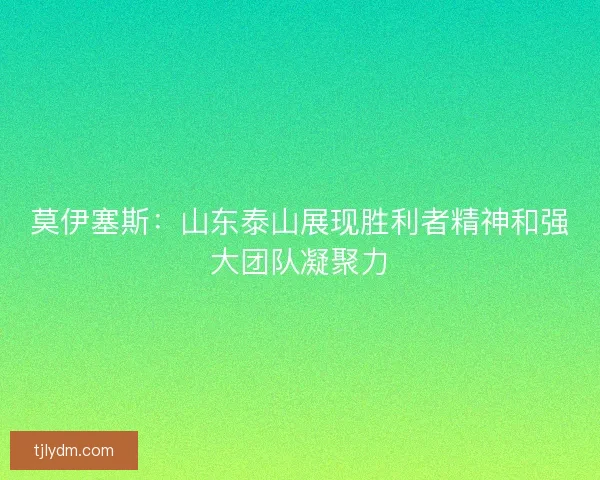 莫伊塞斯：山东泰山展现胜利者精神和强大团队凝聚力